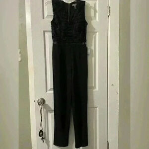 LOVE X DESIGN Lace & Lattice Black Jumpsuit (NWT) B93